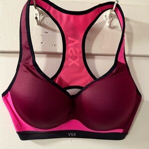VSX Pink and Red Racerback Sports Bra